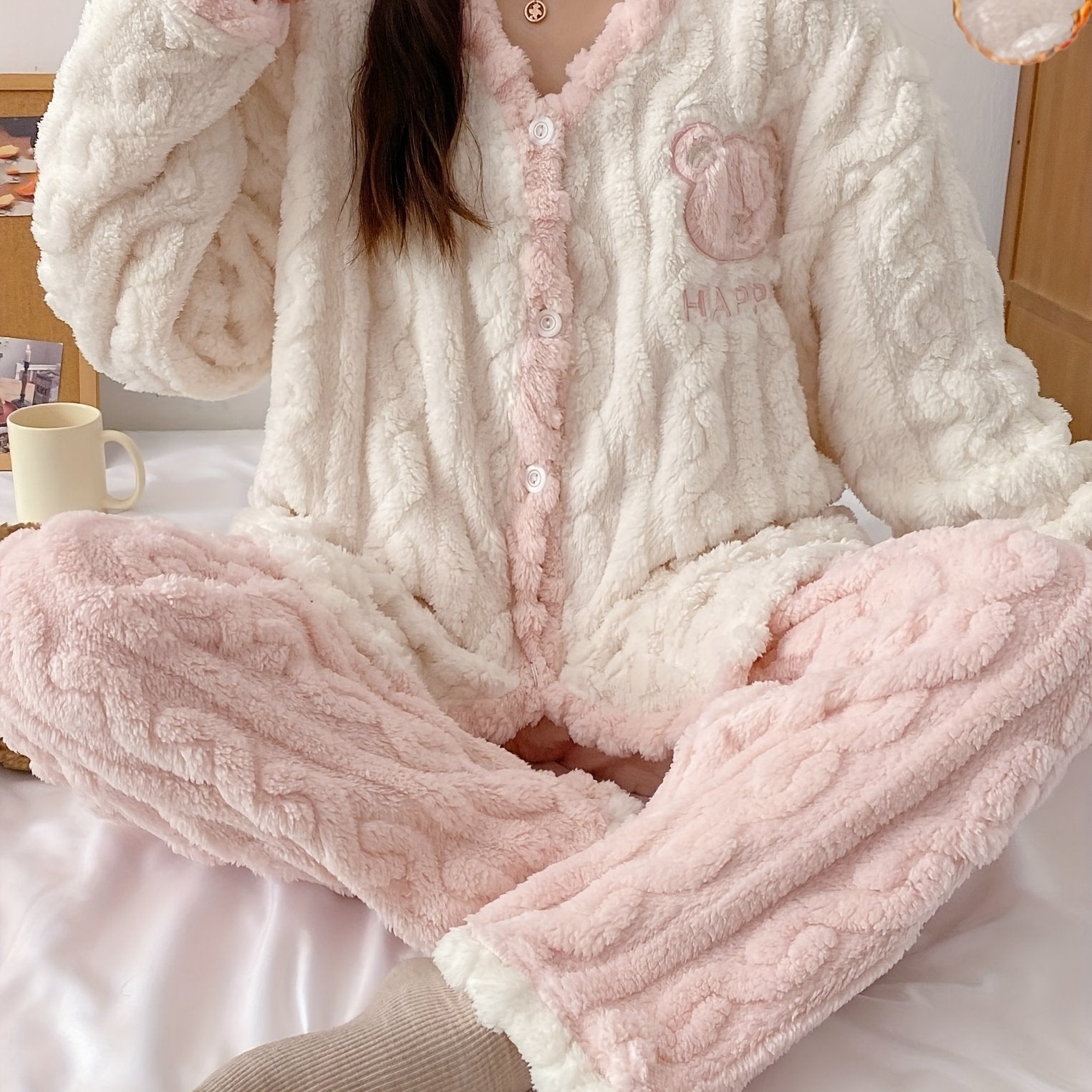 Women's Pajama Set | Plush Velvet | Cozy Winter Comfort | Polyester