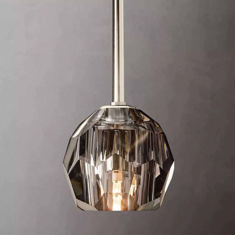 Liora — Crystal Glass Rod Pendant with Brass Accents