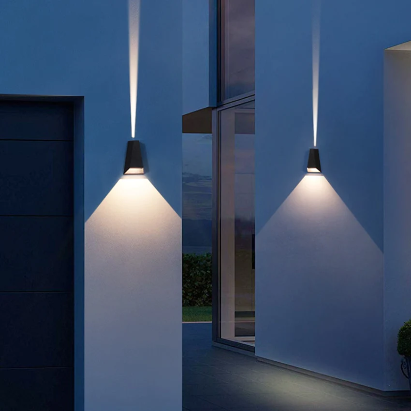 Pyramid Waterproof Outdoor Wall Lamp | IP65 Rated LED Exterior Lighting | Aluminum & Tempered Glass | Black, Gray, White | Warm & Cool White Options | Hardwired & Plug-in