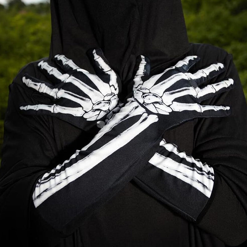 Double-Sided Skull Print Halloween Gloves β Soft, Breathable Costume Accessory