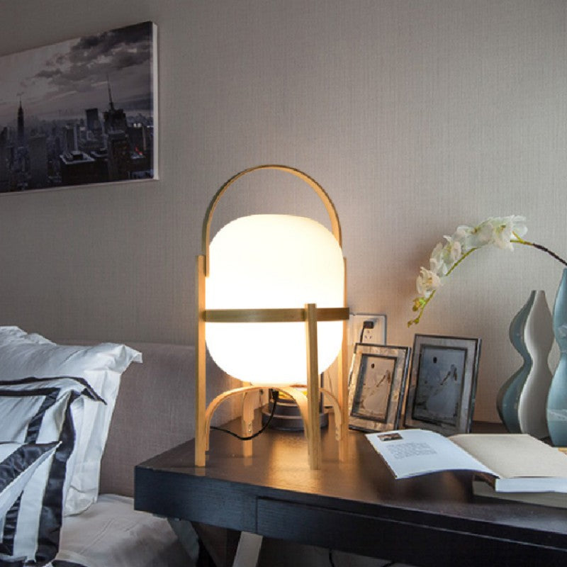 RadiantNest Dual-Tone Wooden Table Lamp with Glass Shade