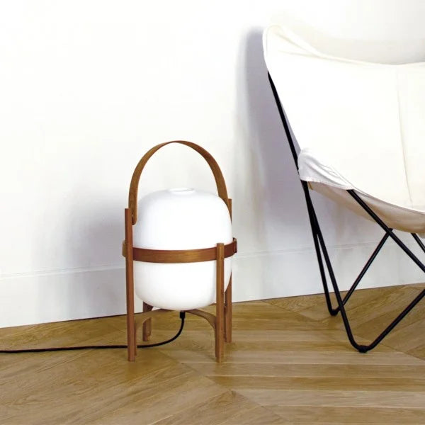 RadiantNest Dual-Tone Wooden Table Lamp with Glass Shade