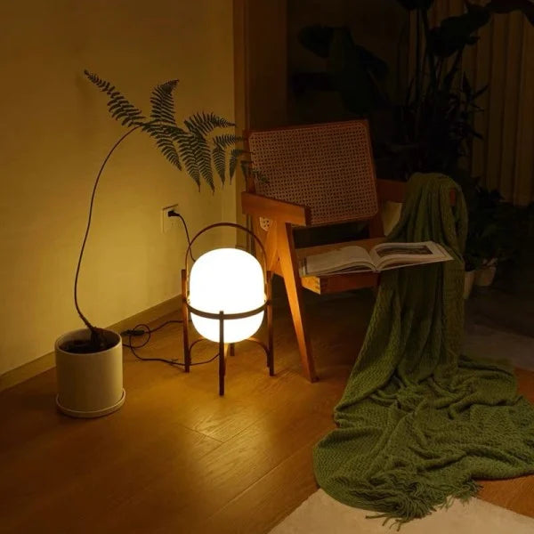 RadiantNest Dual-Tone Wooden Table Lamp with Glass Shade