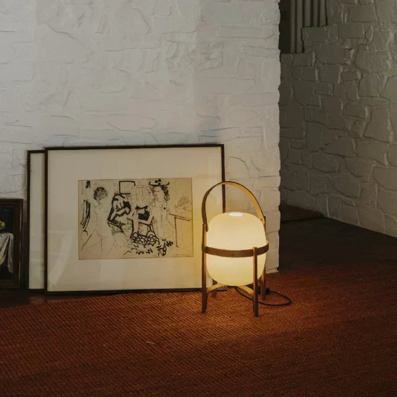 RadiantNest Dual-Tone Wooden Table Lamp with Glass Shade