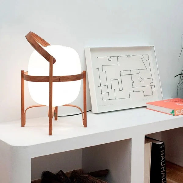 RadiantNest Dual-Tone Wooden Table Lamp with Glass Shade