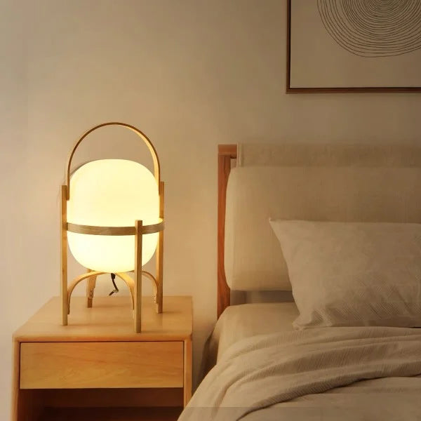 RadiantNest Dual-Tone Wooden Table Lamp with Glass Shade