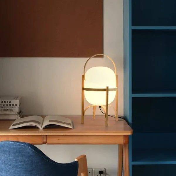 RadiantNest Dual-Tone Wooden Table Lamp with Glass Shade