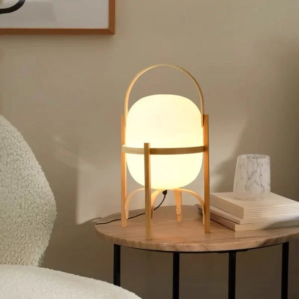 RadiantNest Dual-Tone Wooden Table Lamp with Glass Shade