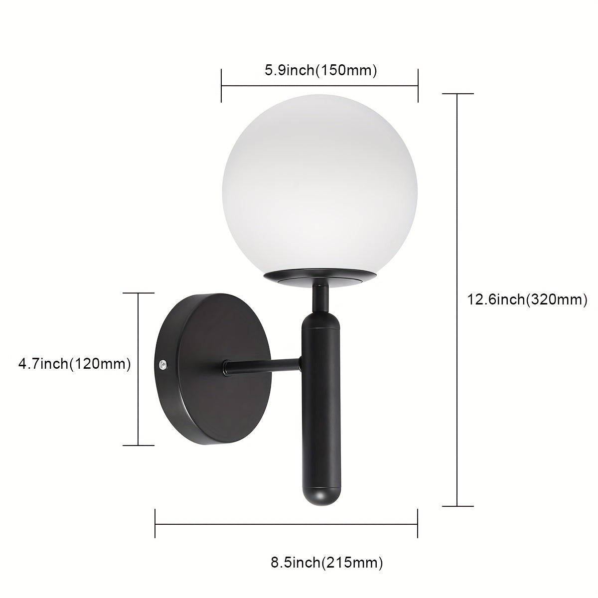 Sleek Glass Sphere Wall Light with Stylish Metal Base