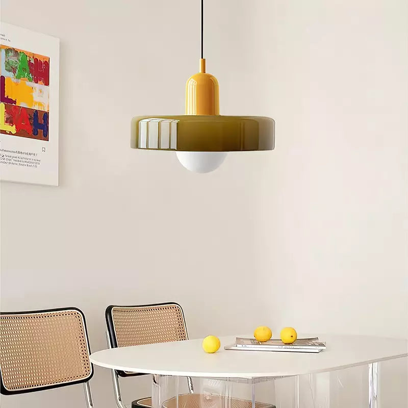 Pendant Lamp | Bauhaus Stained Glass Design | Glass Material | Adjustable Suspension
