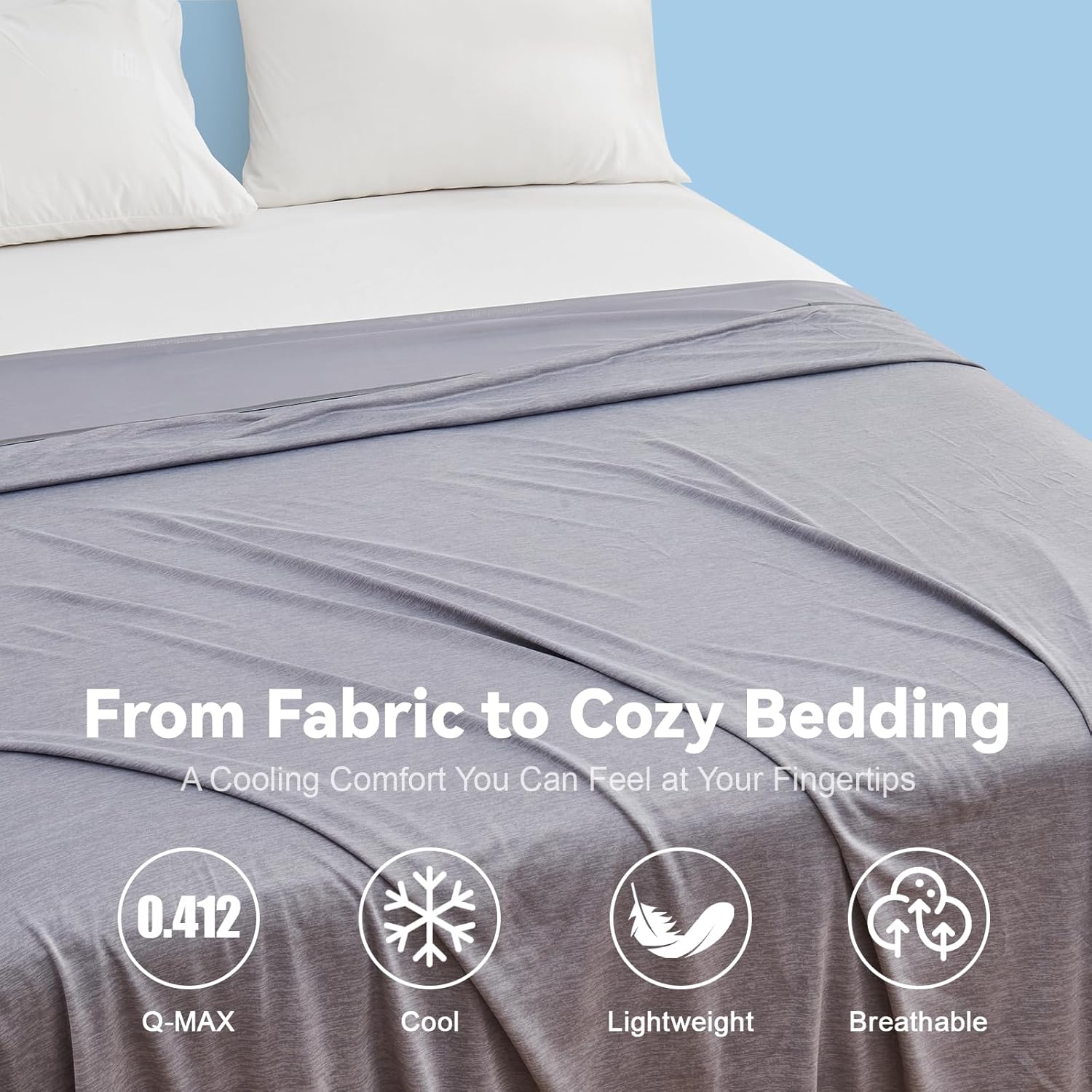 Lightweight Double-Sided Cooling Throw Blanket for Warm Sleepers
