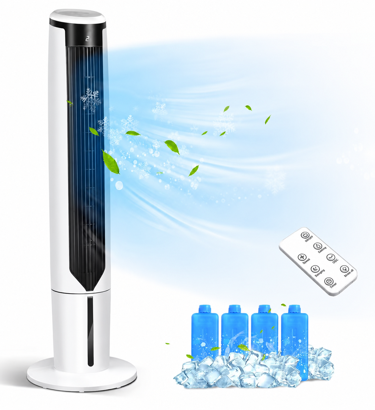 Portable Tower Fan Air Cooler - Slim Design for Quiet, Space-Saving Use