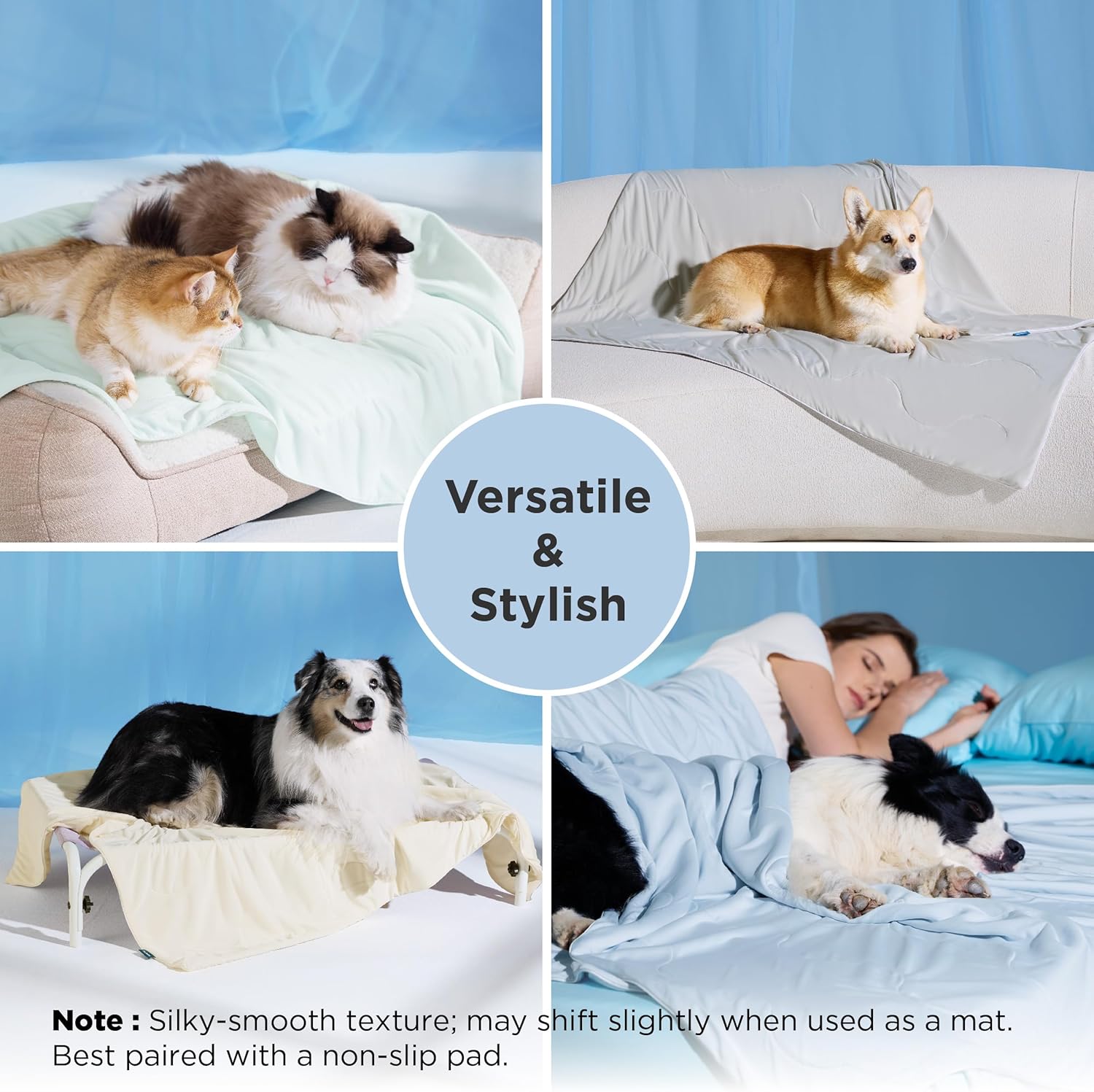 Cooling Blanket for Large Dogs - Breathable Air-Core Dog Mat, Washable