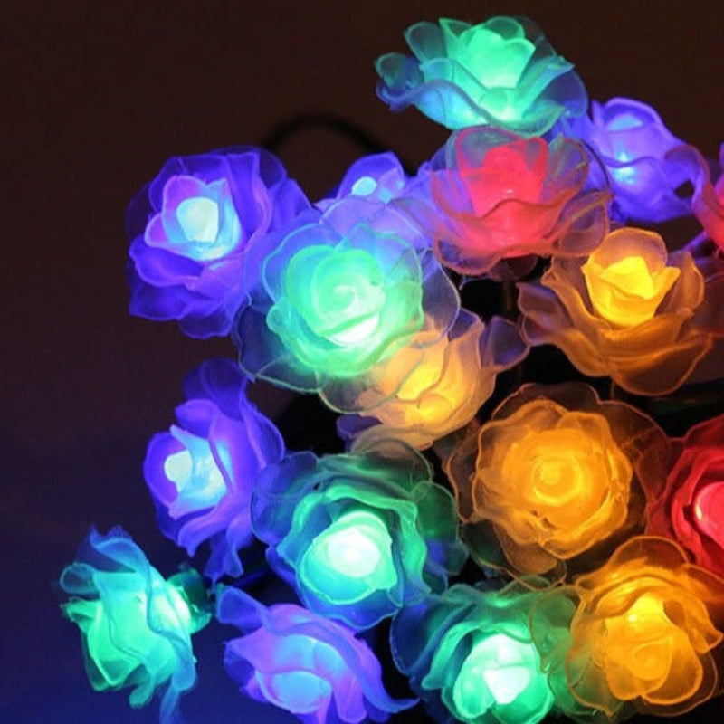 Solar Powered Multi-Color Floral Garden LED Strip Lights 7m 50 LEDs Waterproof IP65 Cherry Chrysanthemum Lotus Rose Energy Efficient Outdoor