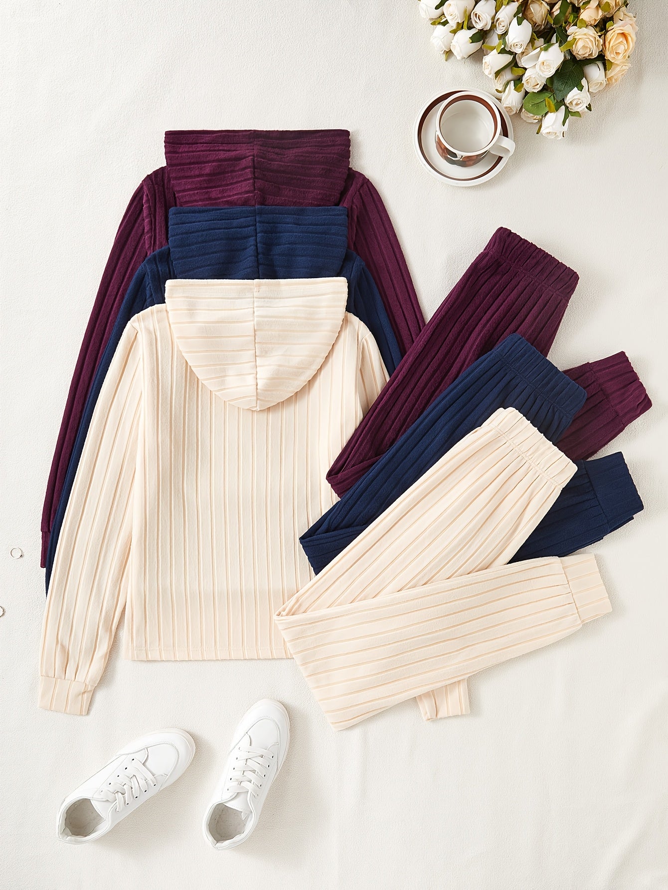 Women's Sportswear Set | Stretchy Ribbed | All-Day Comfort | Polyester