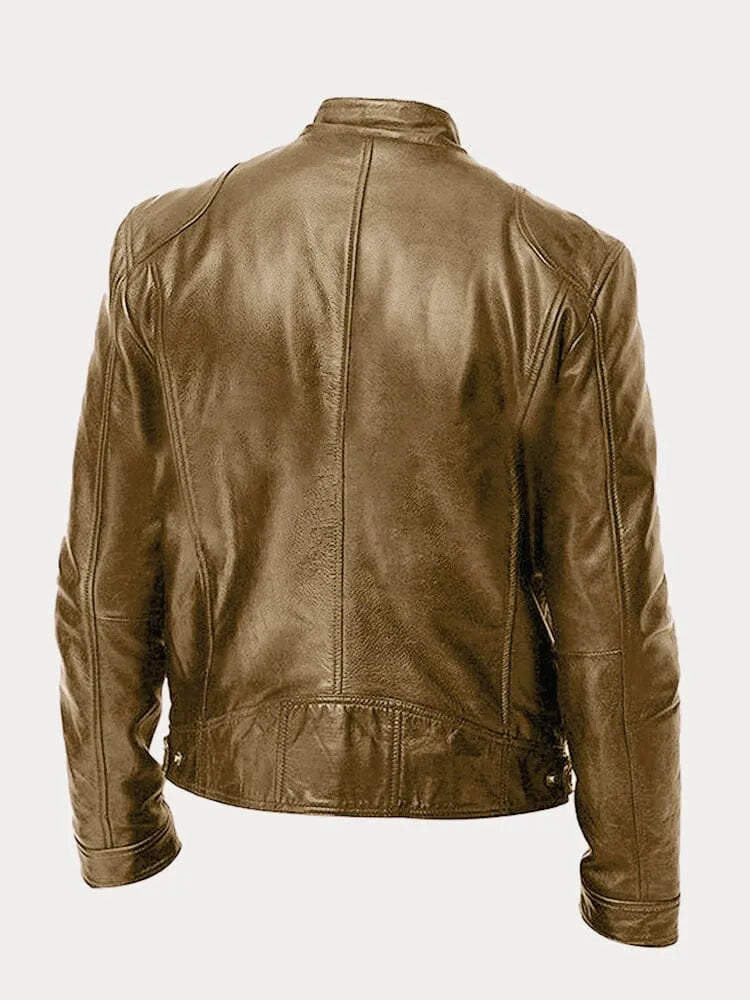 Men’s Leather Moto Jacket | Lined Interior & Adjustable Cuffs | Durable Genuine Leather | Versatile Casual & Semi-Formal Wear