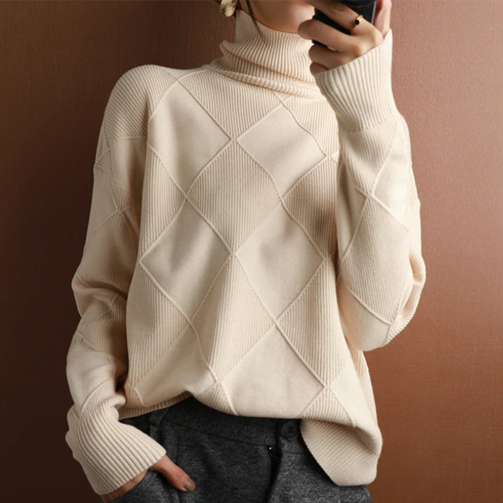 Women’s Knit Sweater | High Turtleneck | Wool Fabric | Comfortable Warm Fit
