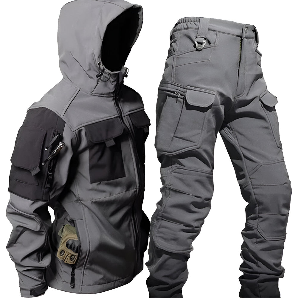 Men's Adventure-Ready Jacket and Cargo Pants Ensemble