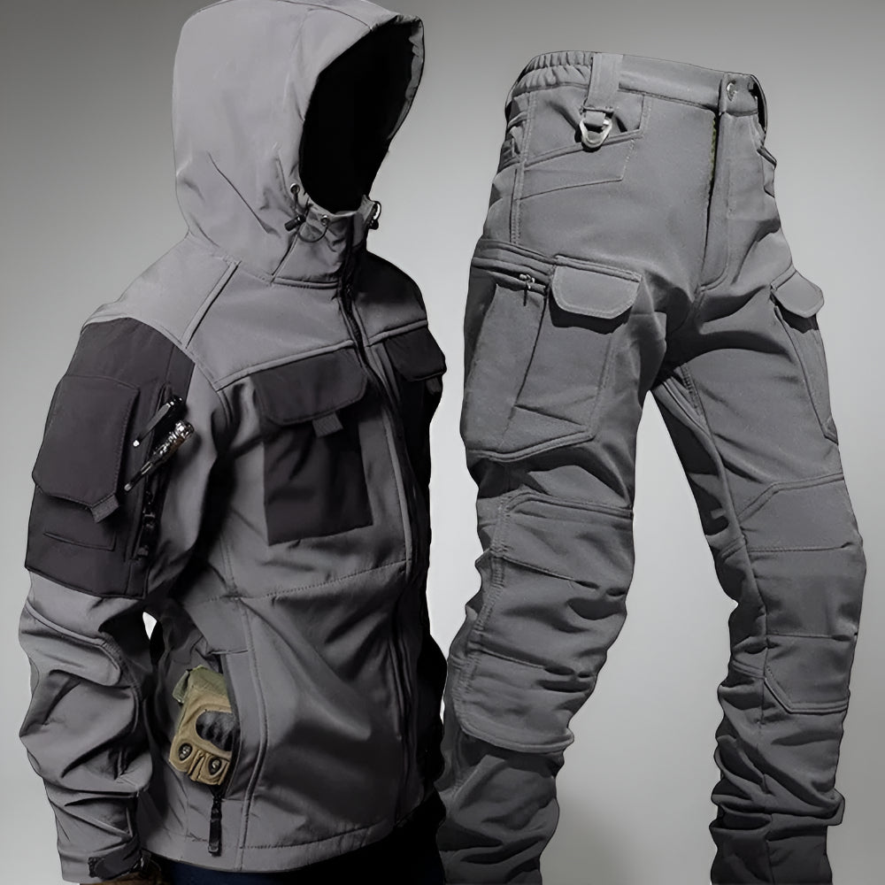 Men's Adventure-Ready Jacket and Cargo Pants Ensemble