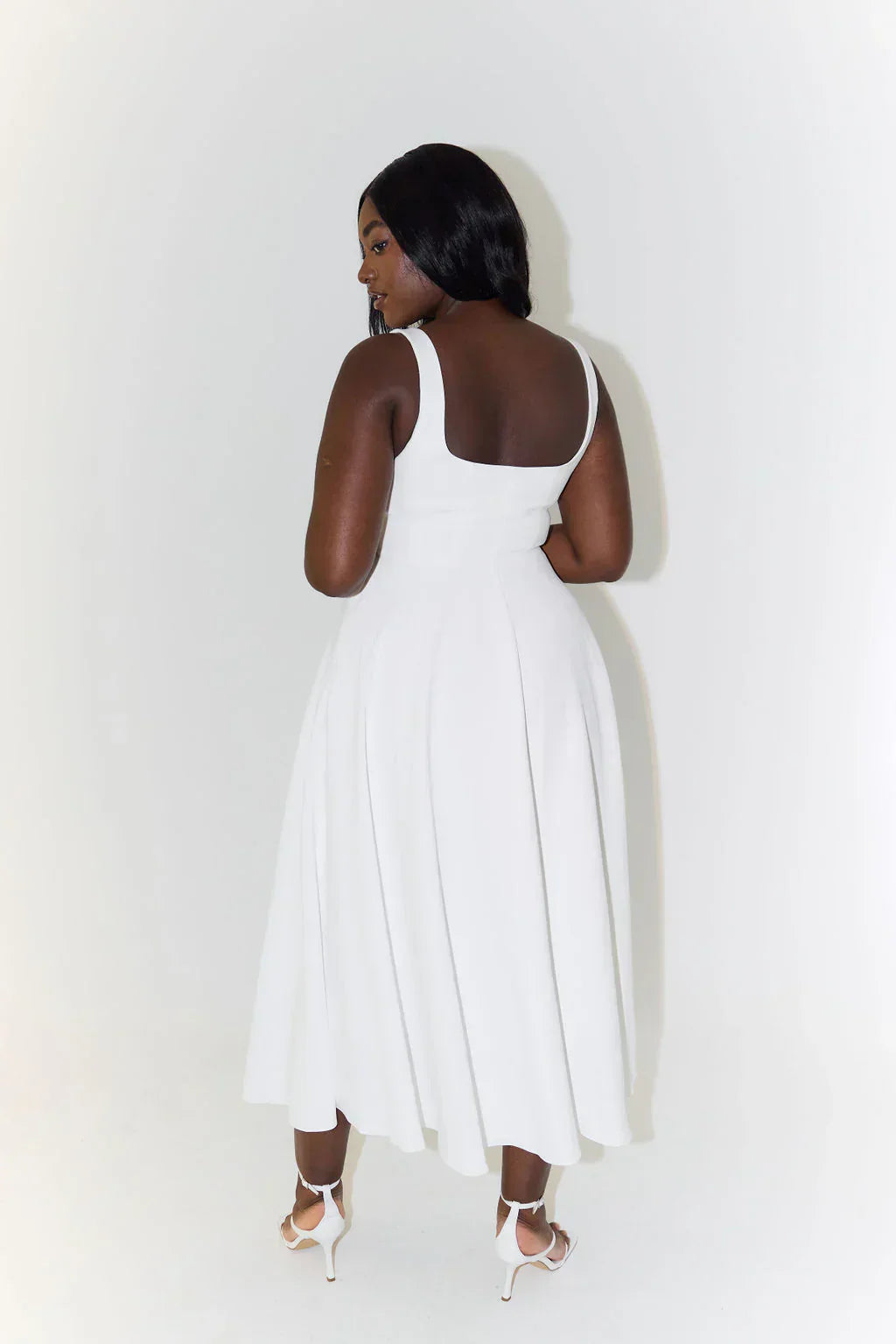 Women’s Midi Dress | High Waist & Square Neckline | Polyester Fabric | Comfortable Fit