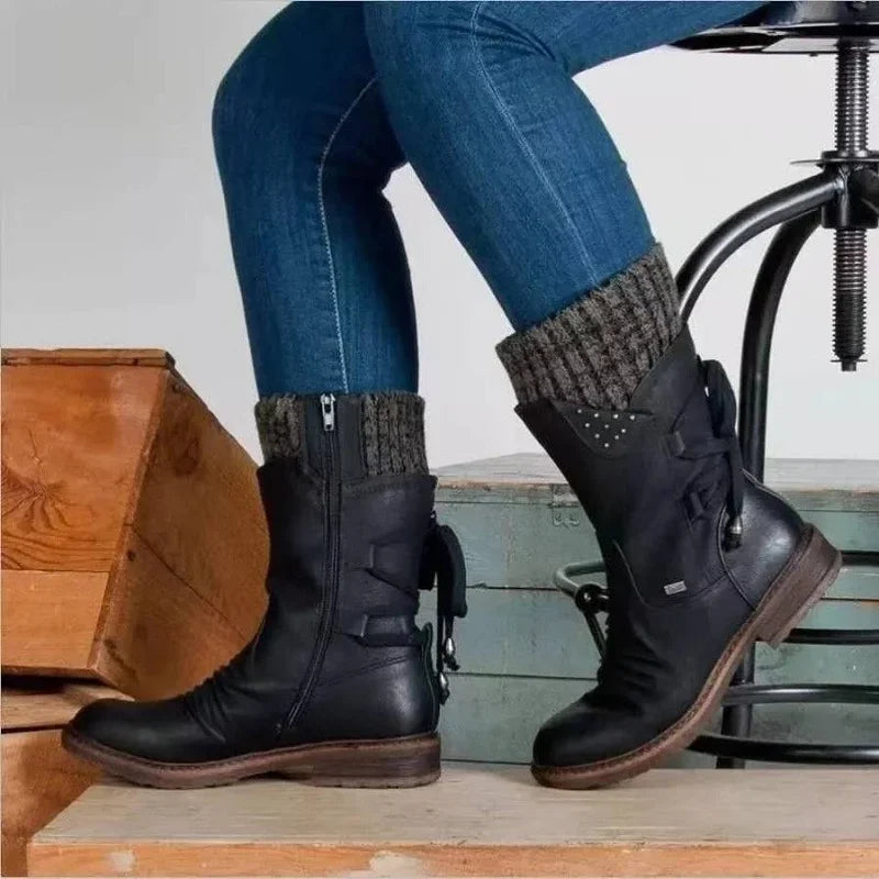 Women's Winter Boot | Knit Cuff & Lace-Up Shaft | Rugged Traction Sole | Adjustable Fit