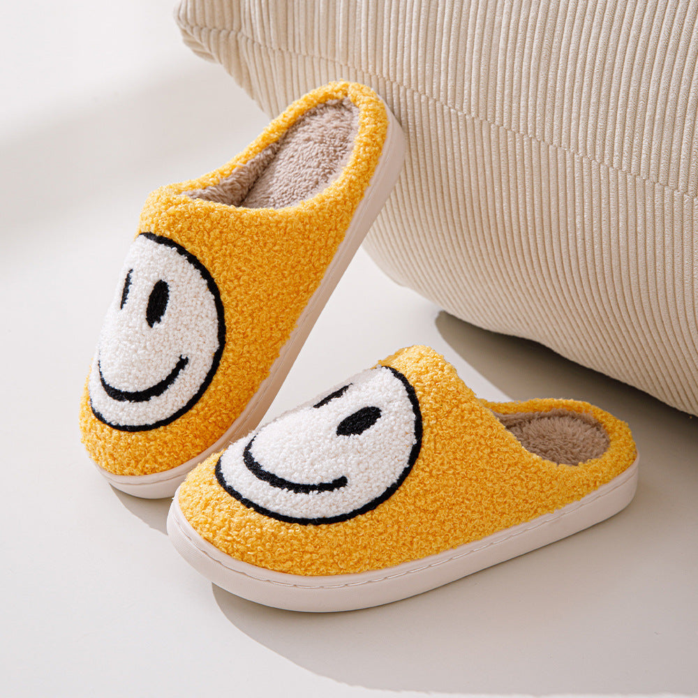 Indoor Slip-On Slippers | Plush Fleece Lining & Slip-Resistant Sole | Big Smiley Face Design | Comfortable Fit