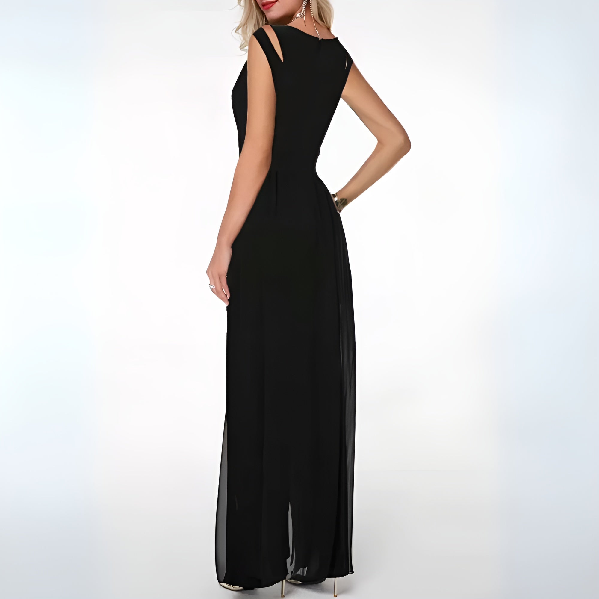 Women’s Sleeveless Jumpsuit | Wide-Leg with Shoulder Detail | High-Quality Material | Elegant Fit for Formal Events