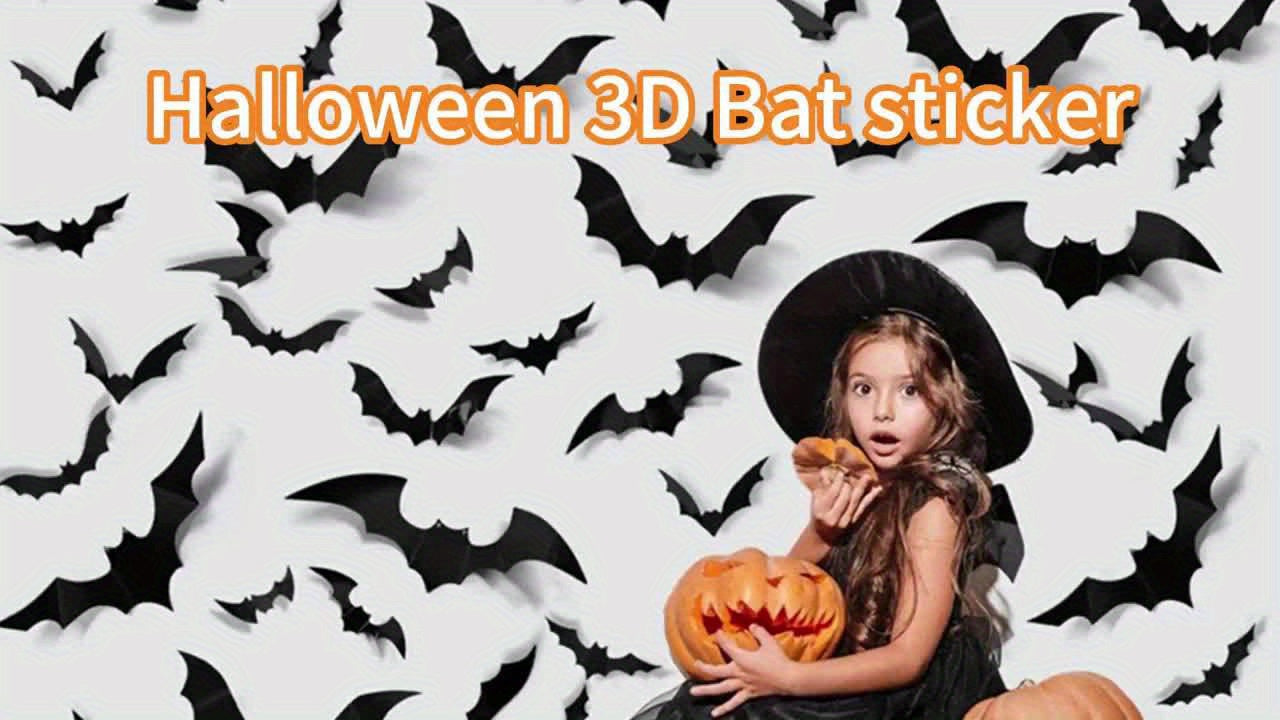48-Pack Reusable 3D PVC Bat Wall Stickers Halloween Decor