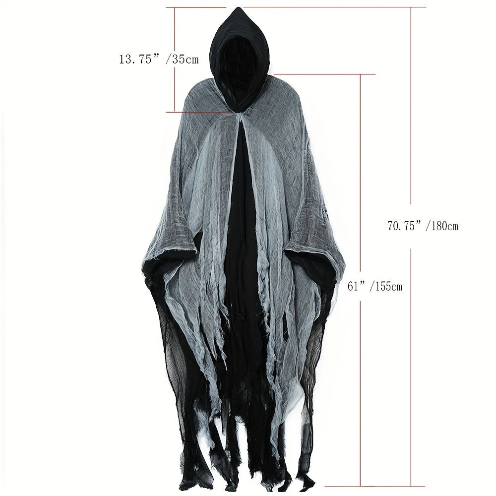 Teen Skeleton Cloak with Hood for Halloween - Lightweight Spooky Costume