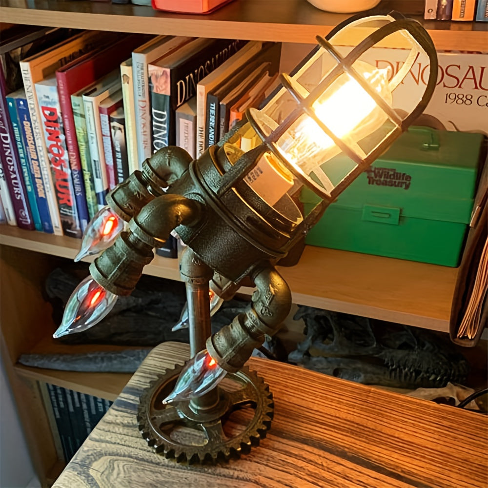 Vintage Industrial Flame Light – Remote-Controlled Table Lamp