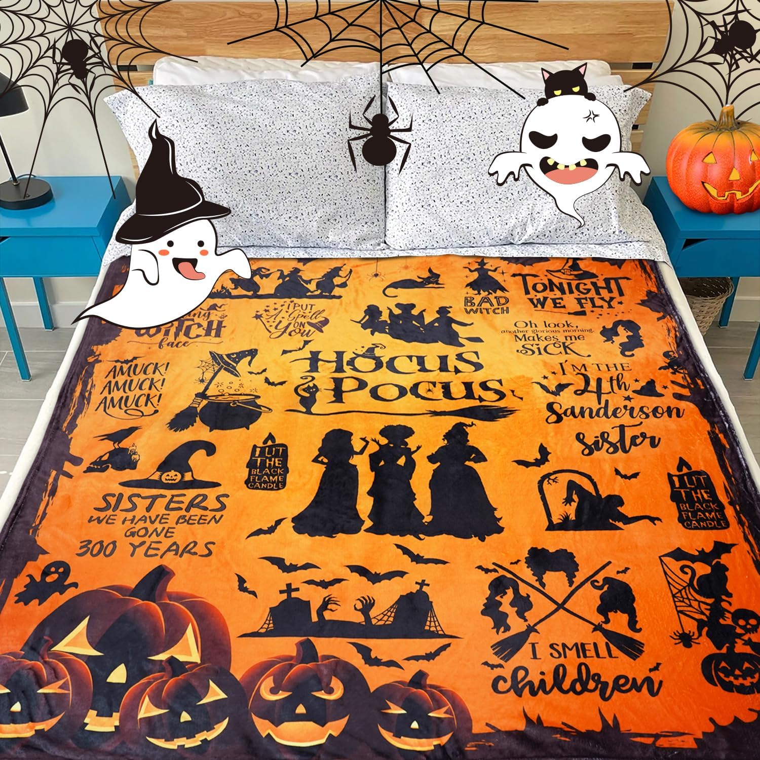 Halloween Pumpkin Pattern Cozy All-Season Stain-Resistant Blanket