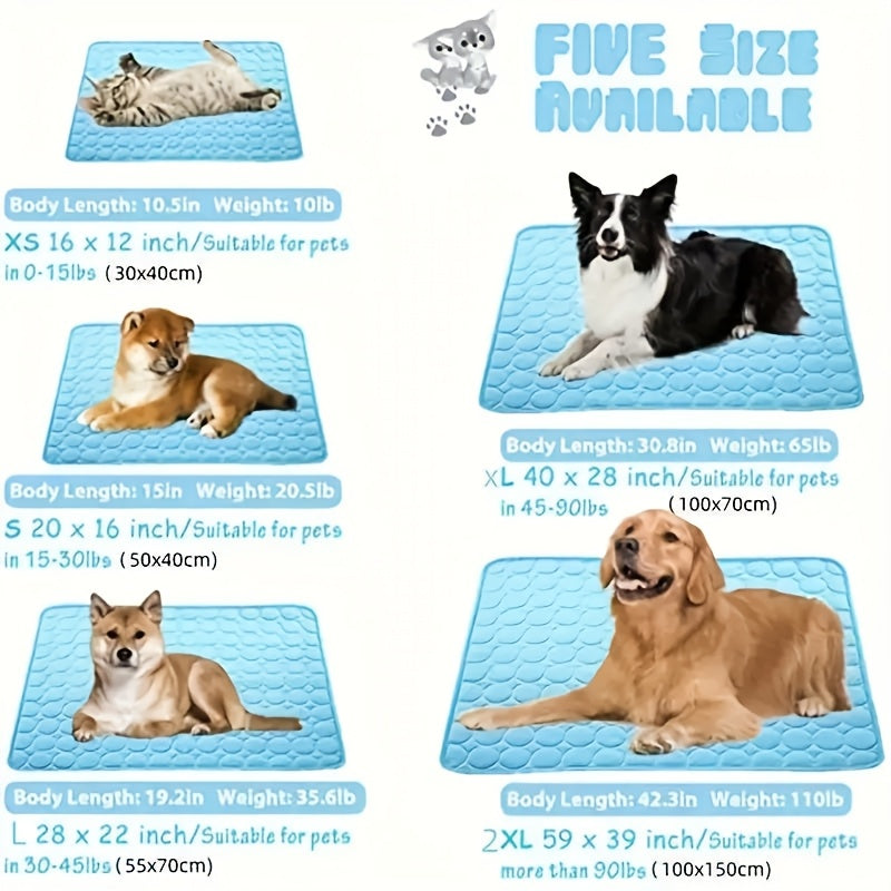 Cooling Pad for Dogs - Ice-Sliky Breathable Polyester Fabric, Lightweight & Easy to Clean, Non-Electric Heat Relief for All Dog Sizes (Small to Large Breeds), Dog Cooling Mat