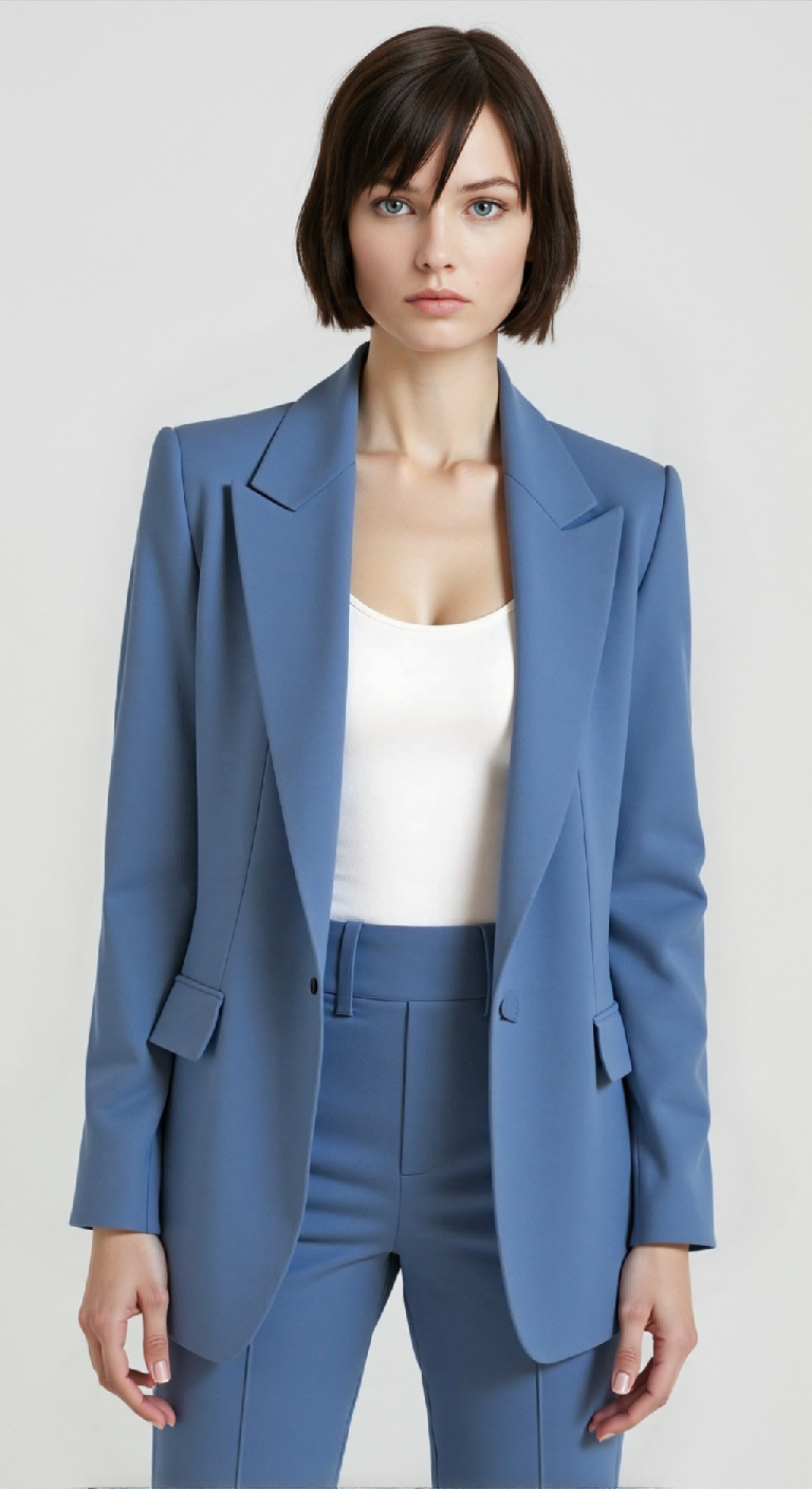 Women’s Two-Piece Suit Set | Tailored Fit & Notch Lapel Blazer | Cotton & Silk Blend | Professional Style