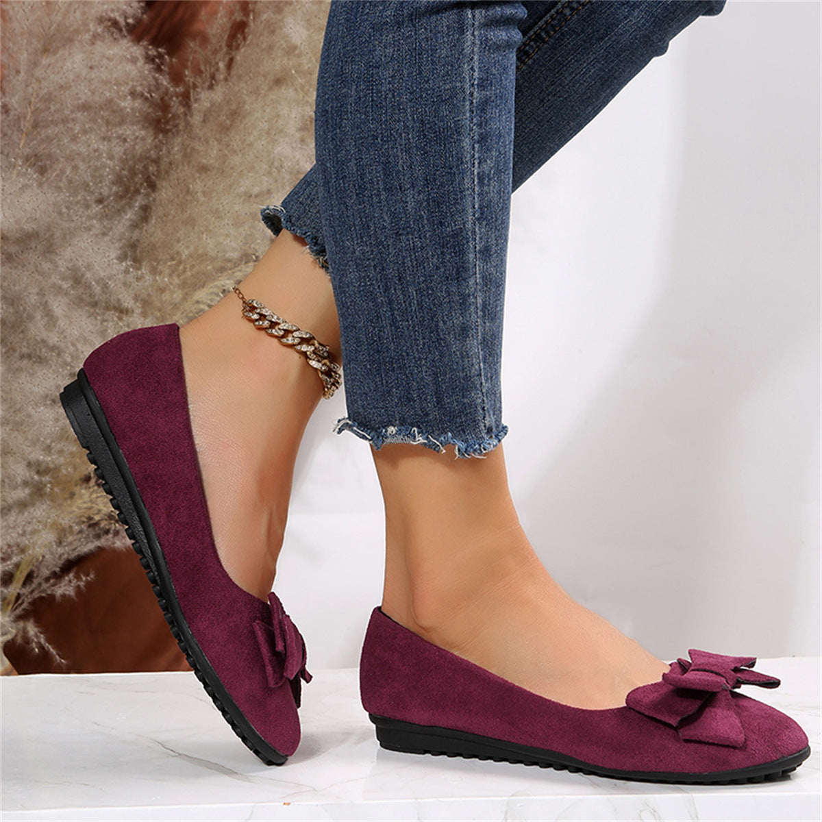 Women’s Orthopedic Moccasin Flats | Bow Detail & Cushioned Insole | Durable Textured Sole | Comfortable Fit
