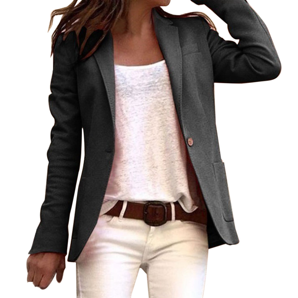 Women's Slim-Fit Blazer | Notched Lapel & Single Button | Polyester Fabric | Autumn Wear