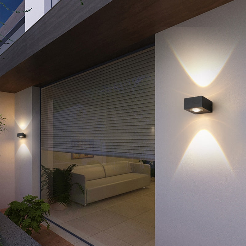 UFO Black Box Waterproof Outdoor LED Wall Lamp, Dual/Single-Sided Warm Light, Black Aluminum, Hardwired, IP Rated Modern Exterior Light, Energy-Saving