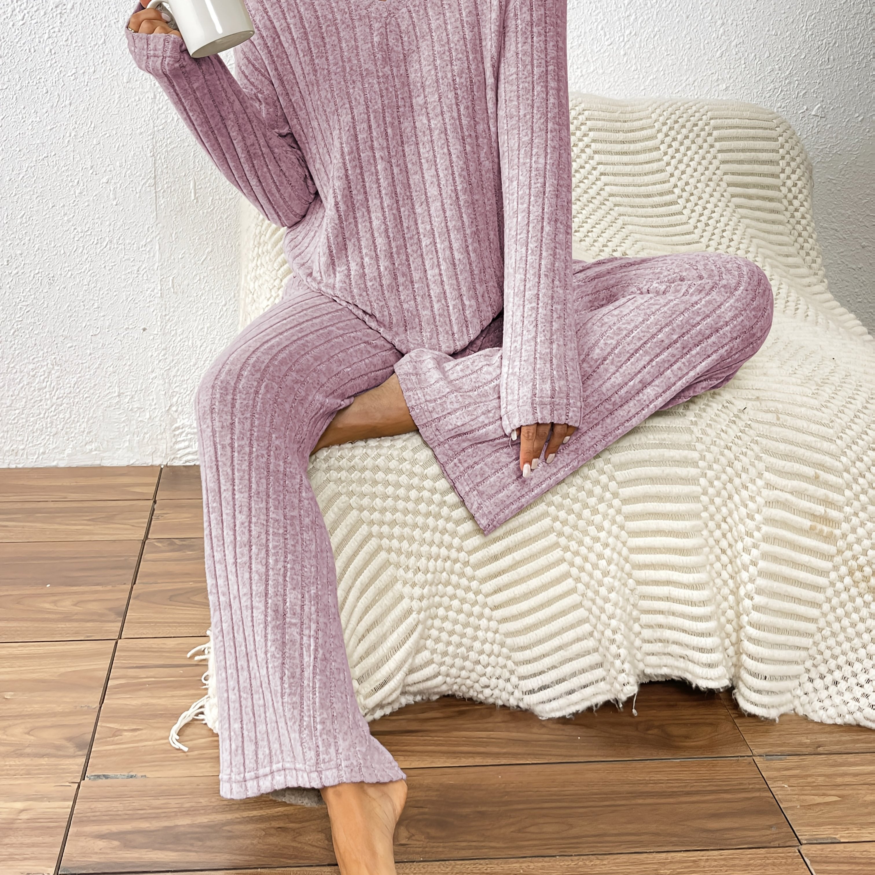 Women's Lounge Set | Ribbed Fleece | Cozy Everyday Comfort | Polyester