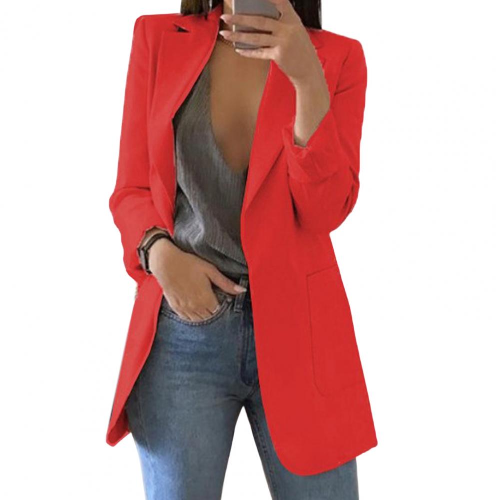 Women’s Blazer Jacket | Longline Design with Large Front Pockets | Polyester | Comfortable Fit