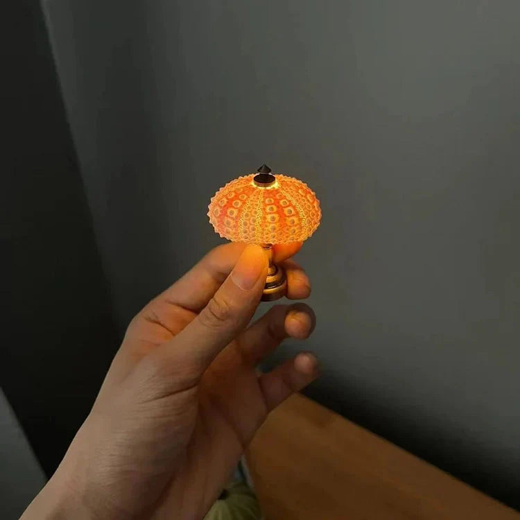 DIY Night Light | Sea Urchin Design | Natural Shell & Gold-Plated Base | Ambient Lighting