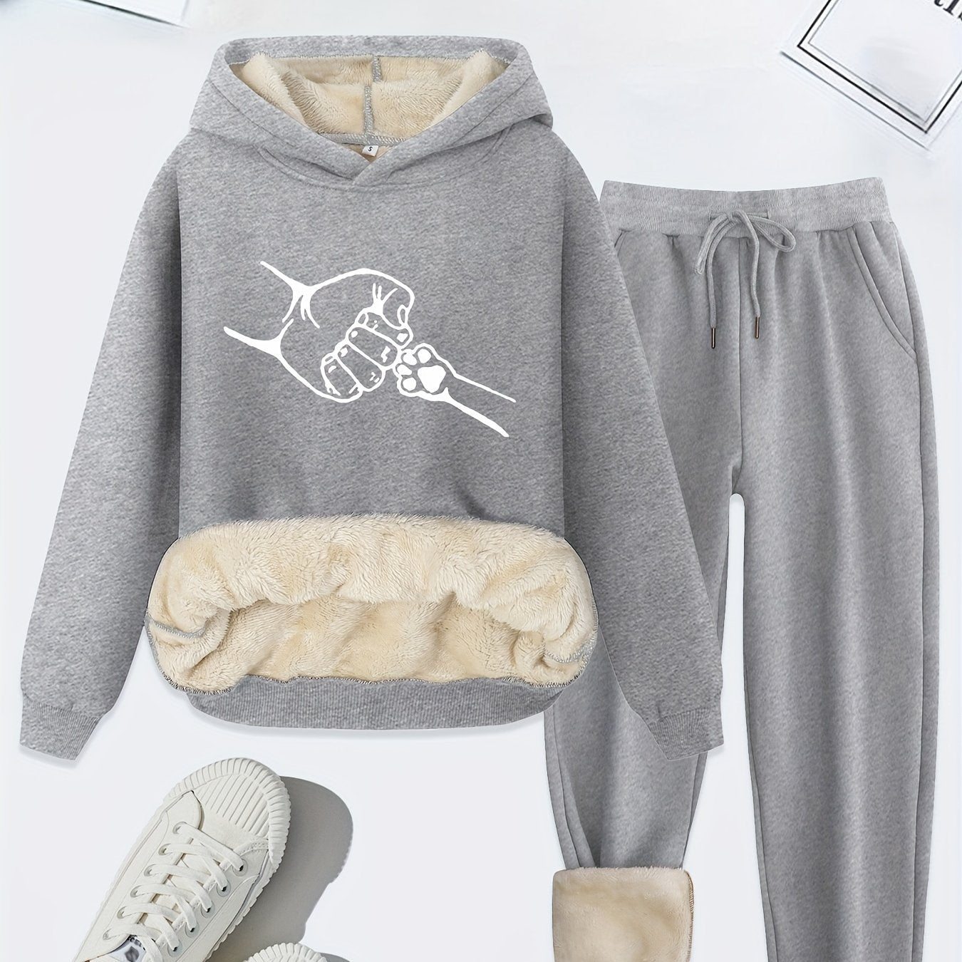 Women’s Hoodie Joggers Set | Fleece-Lined | Warm and Cozy Fit | Polyester