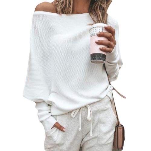 Women's Off-Shoulder Knit Sweater | Polyester Fabric & Side Tie | Relaxed Fit | Autumn Wear