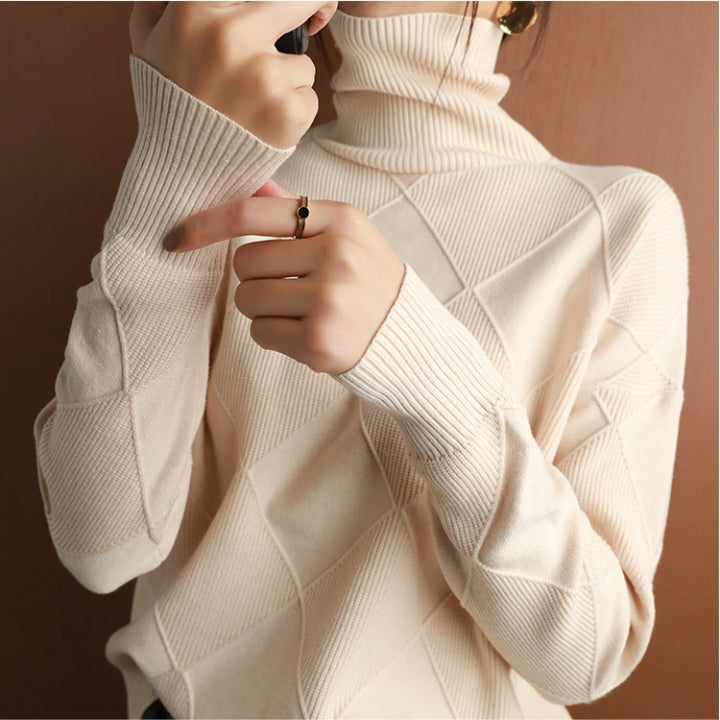 Women’s Knit Sweater | High Turtleneck | Wool Fabric | Comfortable Warm Fit