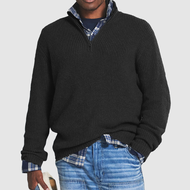 Men's Quarter-Zip Pullover | Rib Knit Construction & Stand-Up Collar | Versatile Business Casual | Comfortable Fit
