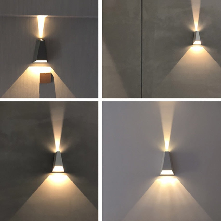 Pyramid Waterproof Outdoor Wall Lamp | IP65 Rated LED Exterior Lighting | Aluminum & Tempered Glass | Black, Gray, White | Warm & Cool White Options | Hardwired & Plug-in