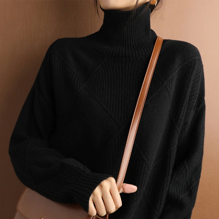 Women’s Knit Sweater | High Turtleneck | Wool Fabric | Comfortable Warm Fit