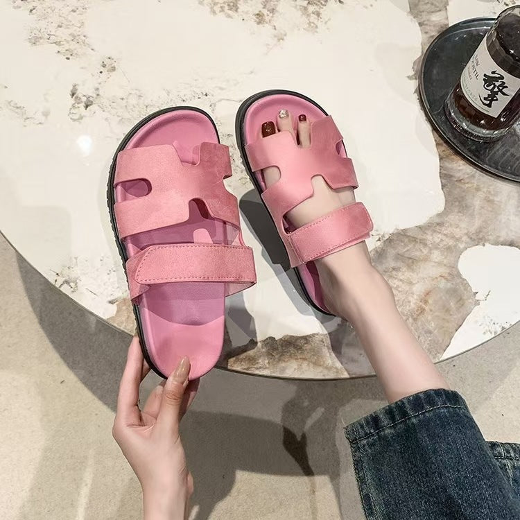 Women’s Slip-On Sandals | Dual Wide Straps with H-Cutout Design | Premium Soft Materials | Comfortable Fit