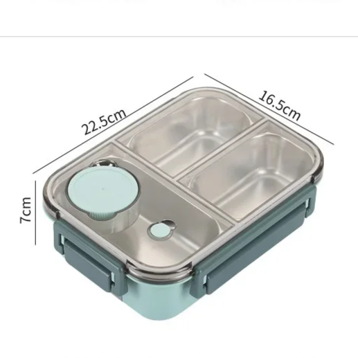 Insulated Lunch Box | Three-Compartment Design | Leak-Proof Lid | Compact & Portable