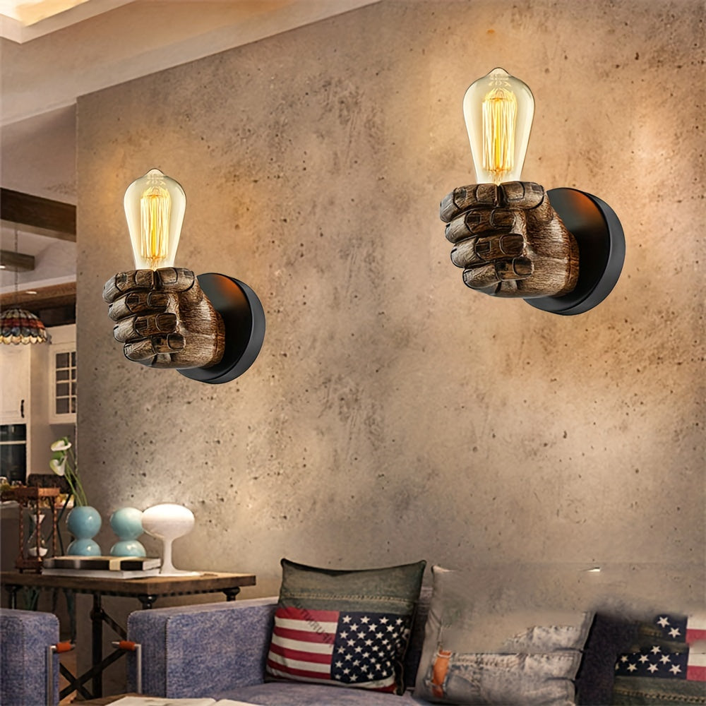 Sculptural Hand Design Wall Light with E26 Socket for Industrial Decor
