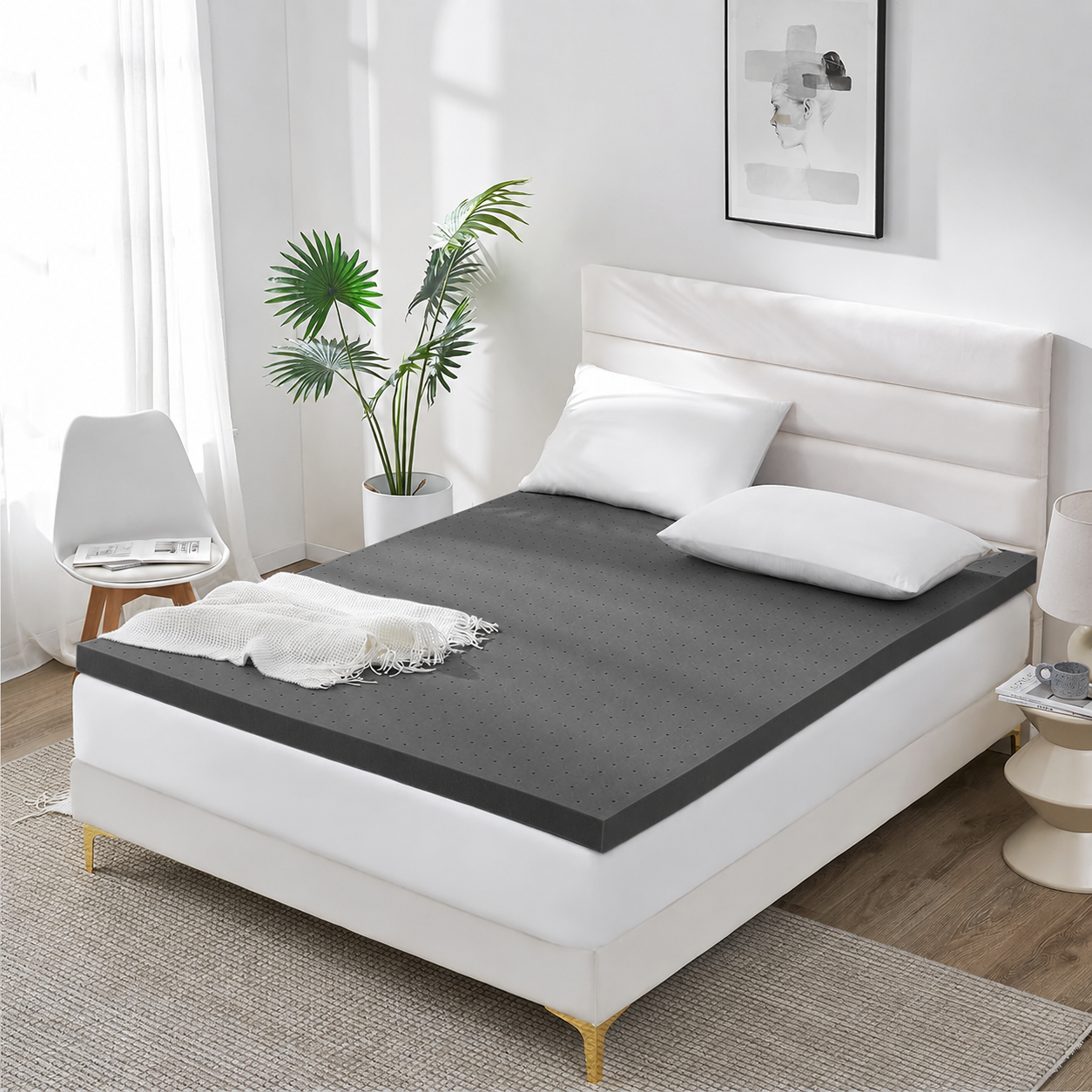 Gel-Infused Mattress Topper in All Sizes with Cooling Feature for Better Sleep