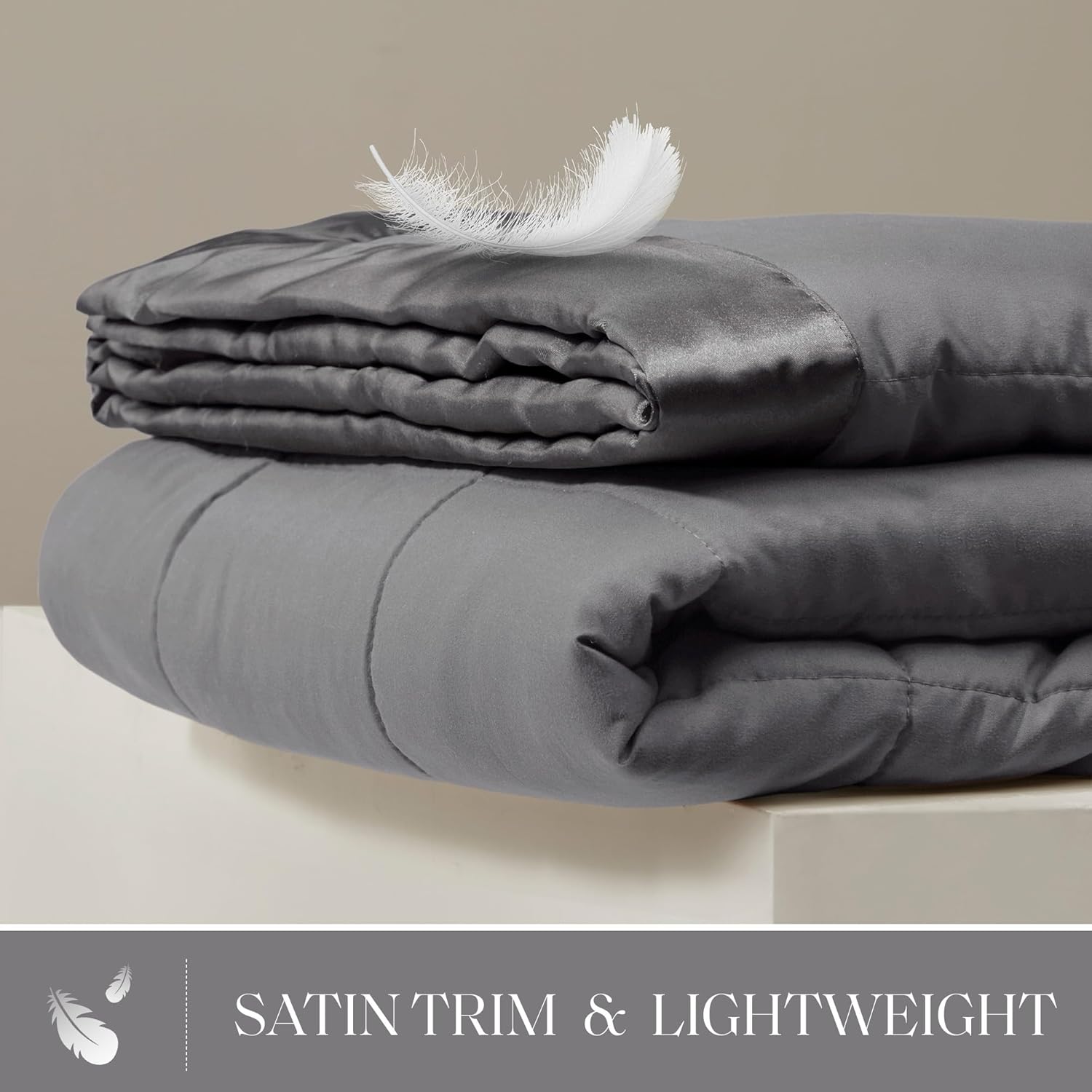 Lightweight Down Alternative Blanket with Moisture-Wicking – All Season Bed Cover with Satin Trim